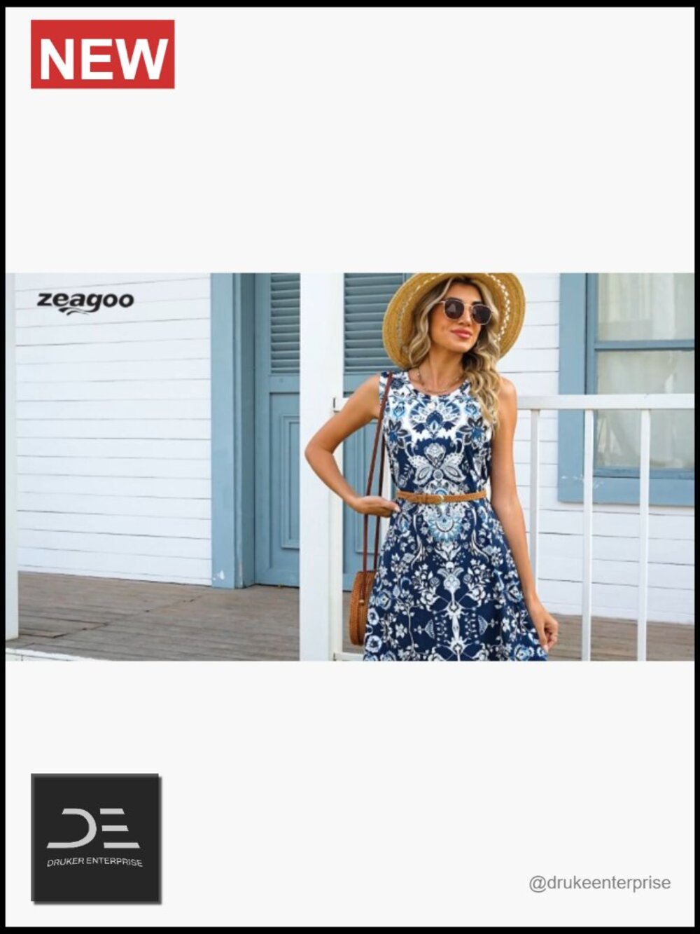 Sleeveless Floral Sundress with Pockets Loose Tank Beach Dress - Picture 7 of 7